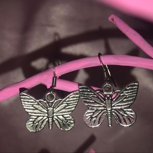Silver Butterfly Charm Earrings